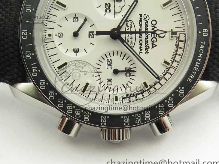 0723 Speedmaster SS Snoopy OMF Best Edition White Dial on Nylon Strap Manual Winding Chrono Movement WellDesigned 7990